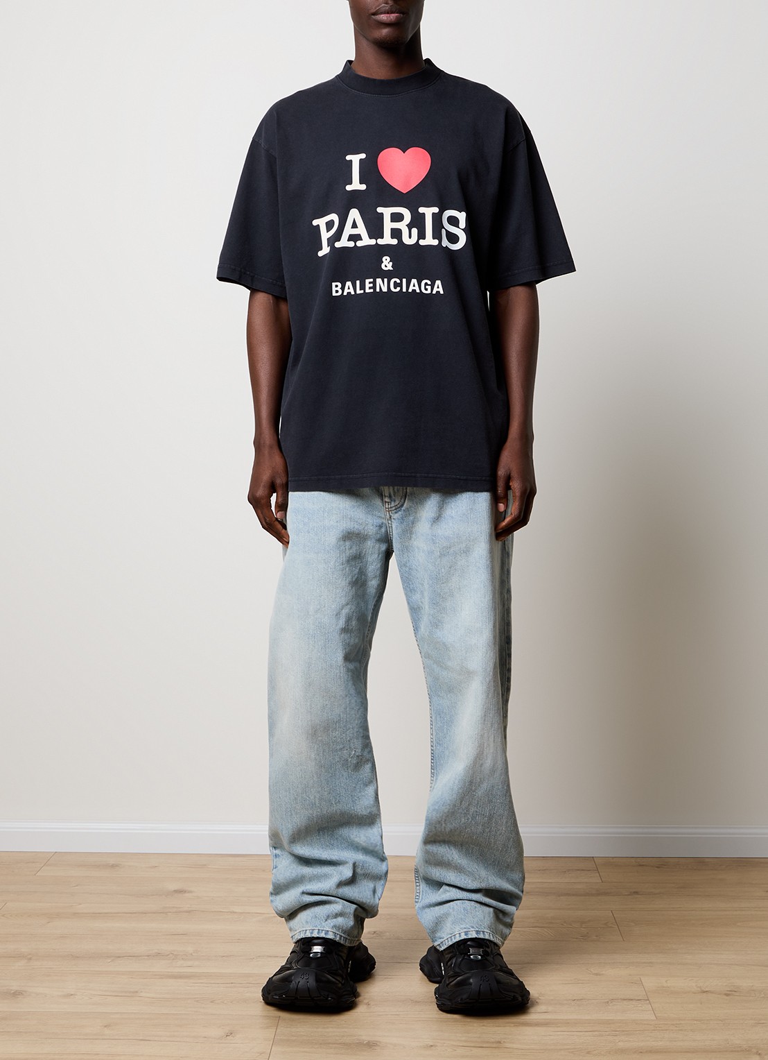 Balenciaga T-shirt met logoprint - voorkant 3 zwart
