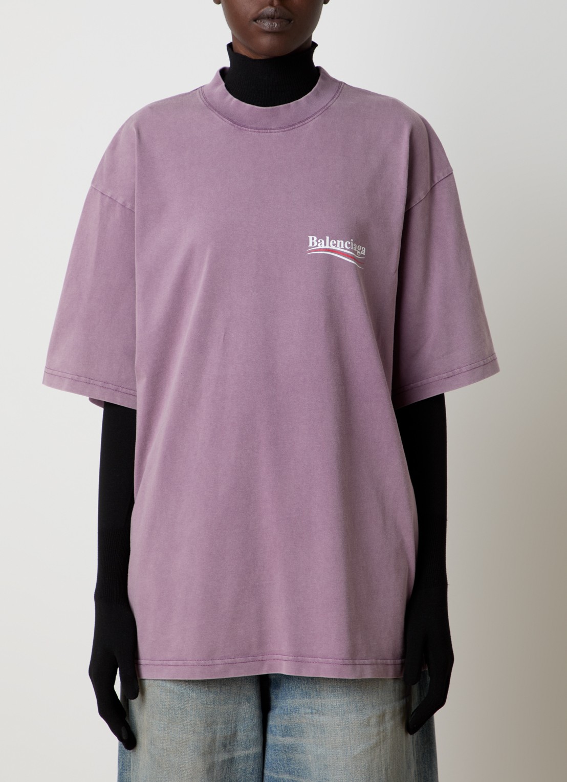 Balenciaga T-shirt met logoprint - achterkant 6 paars