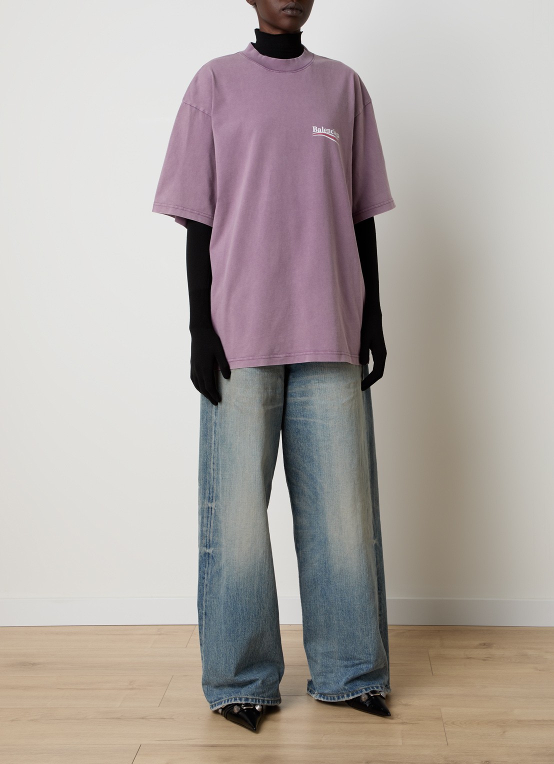 Balenciaga T-shirt met logoprint - voorkant 2 paars