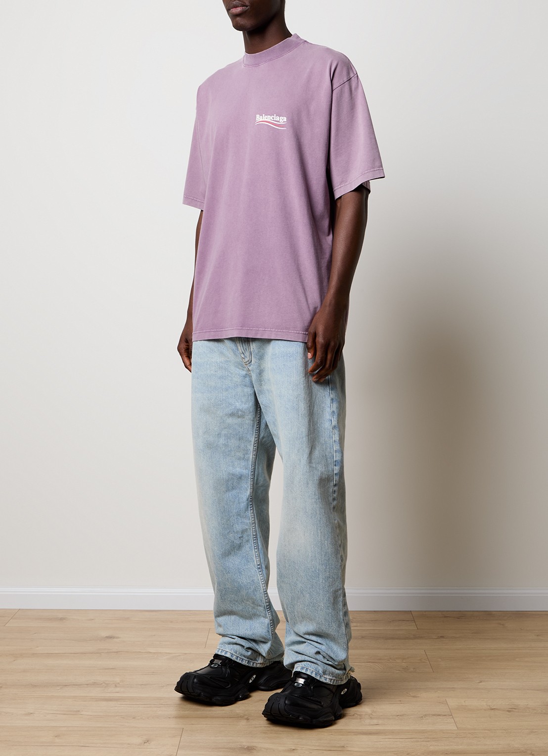 Balenciaga T-shirt met logoprint - voorkant 3 paars