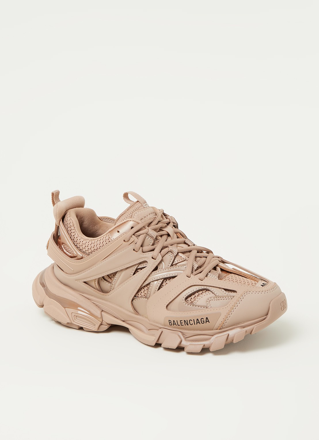 Balenciaga Track sneaker met mesh detalis - voorkant lichtbruin