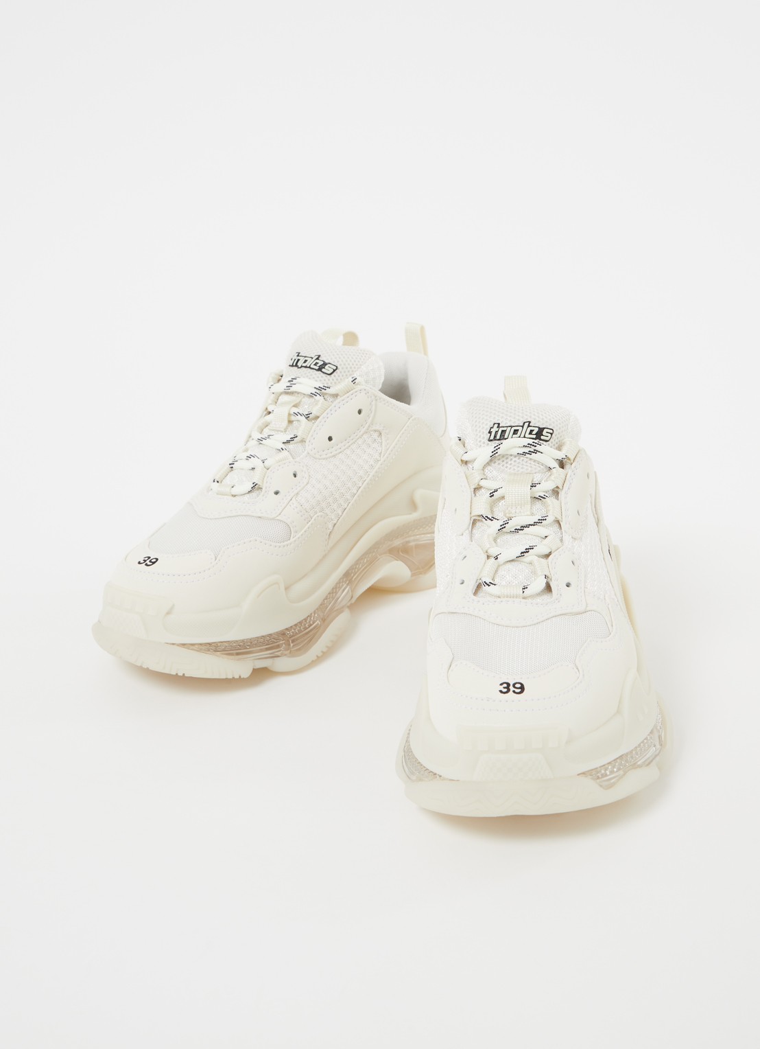 Balenciaga Triple S sneaker met mesh details - detail creme