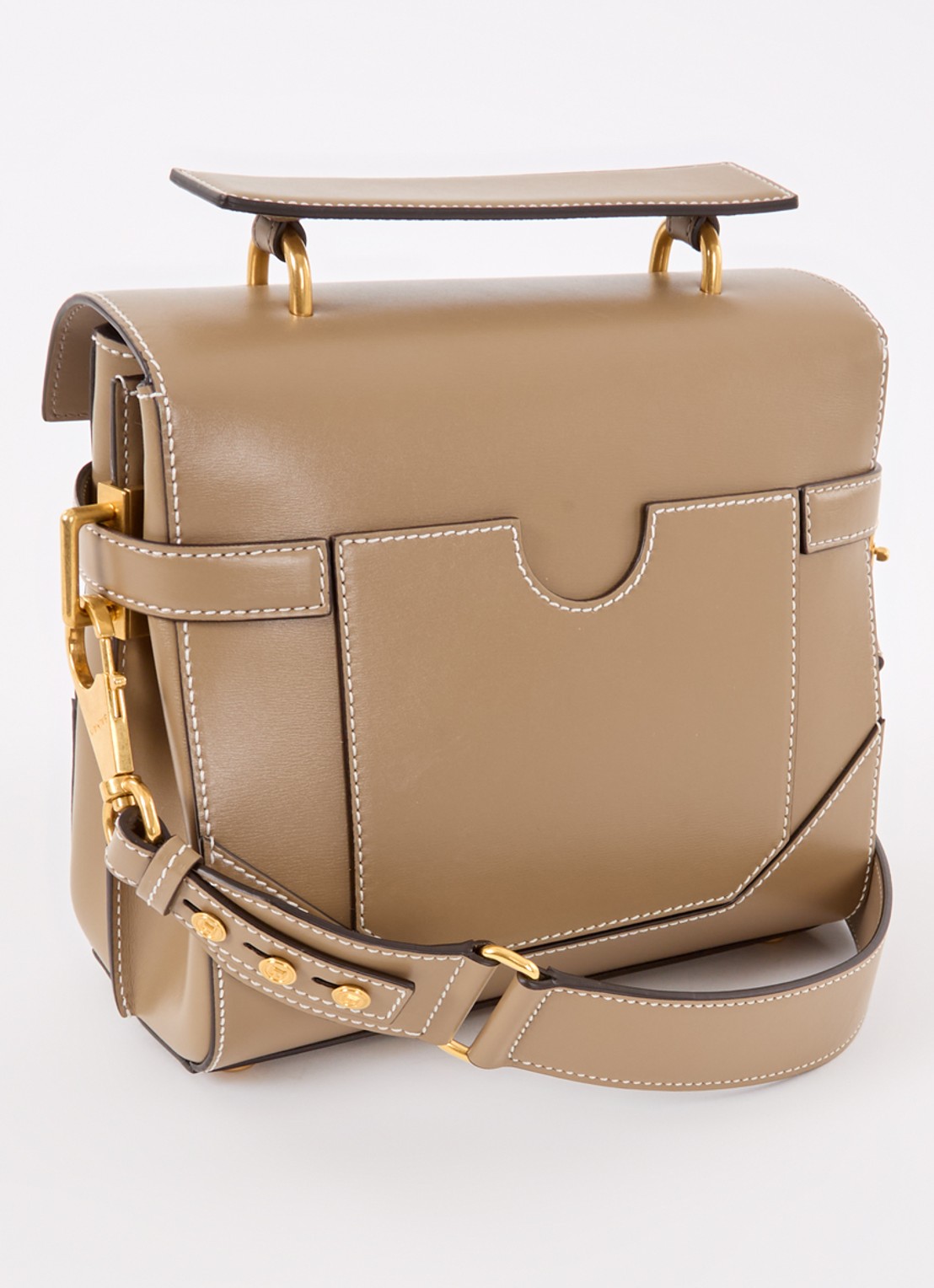 Balmain B-Buzz 23 handtas van kalfsleer - achterkant zand