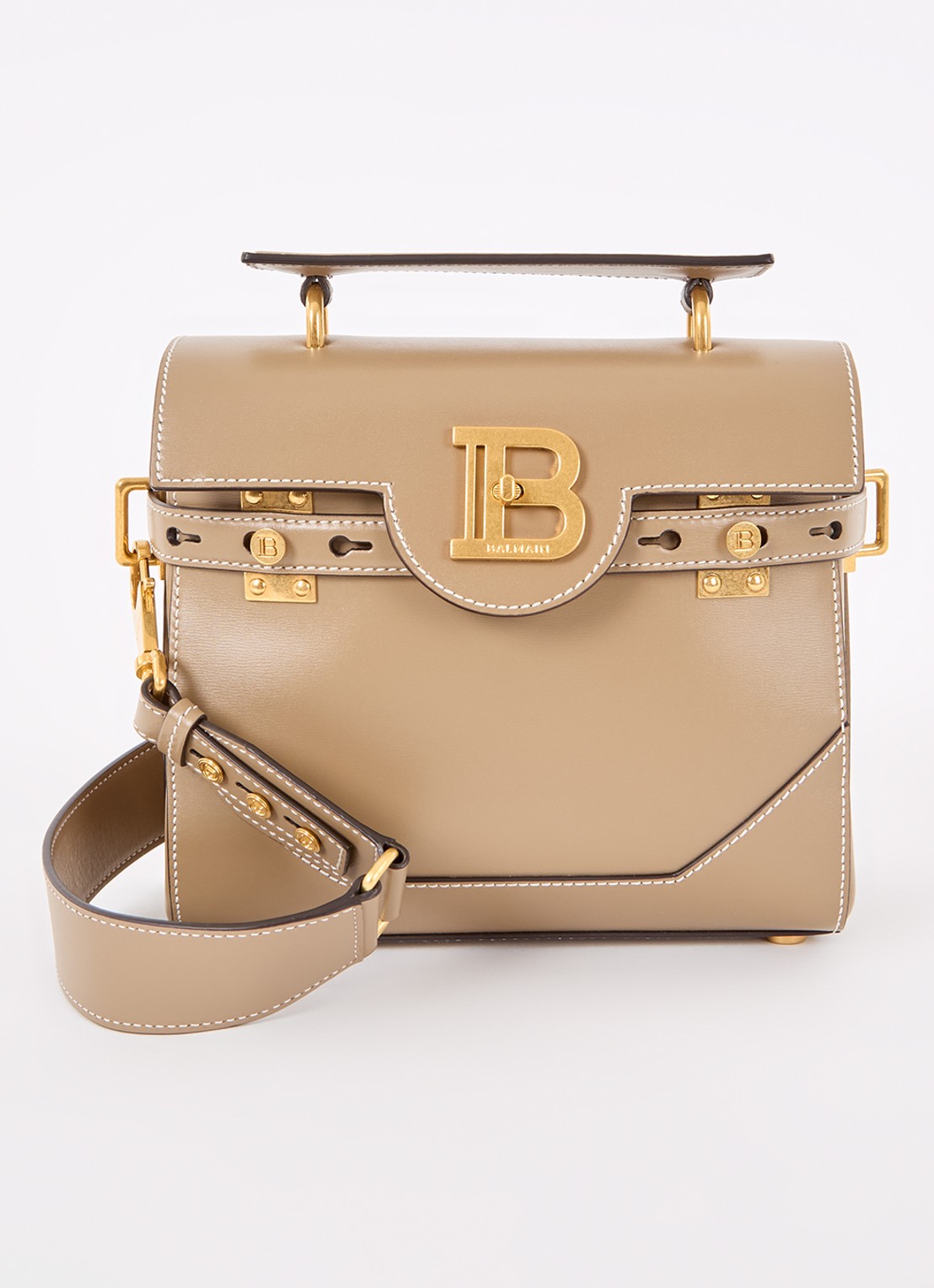 Balmain B-Buzz 23 handtas van kalfsleer - voorkant 2 zand
