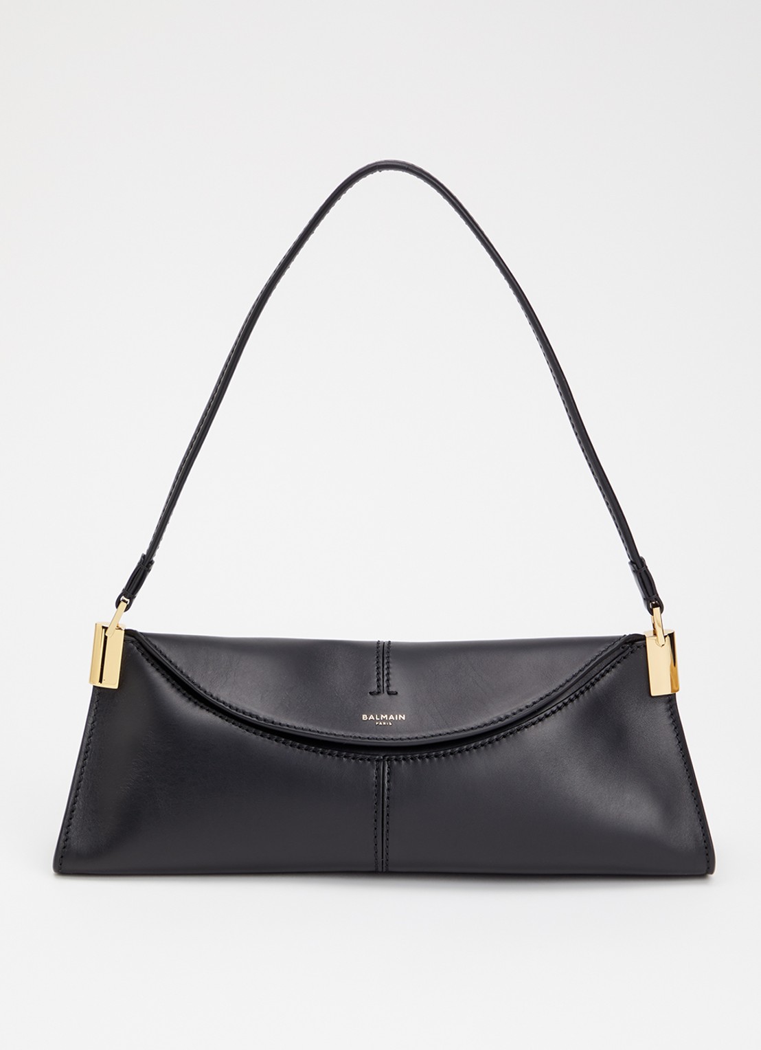 BALMAIN Baguette schoudertas van kalfsleer - voorkant 5 zwart