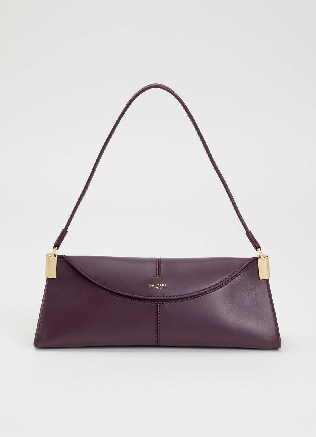 BALMAIN Baguette schoudertas van kalfsleer - voorkant 6 bordeauxrood