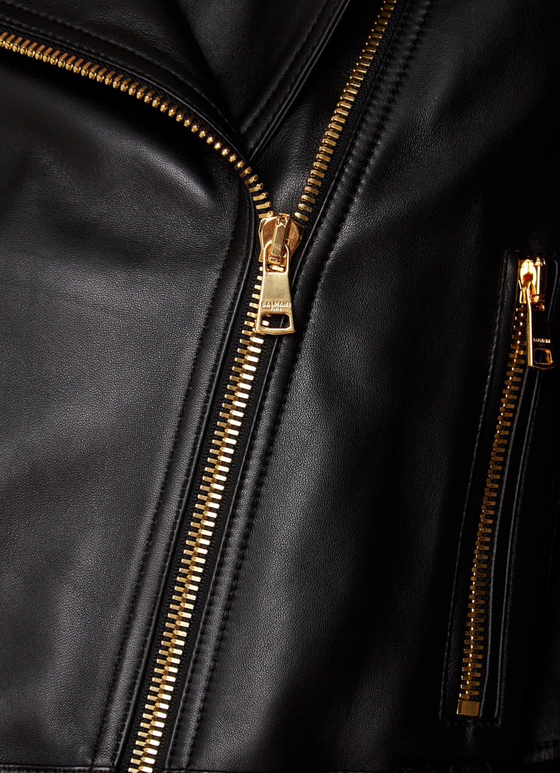 Balmain Bikerjack van kalfsleer met ritszakken - detail 5 zwart