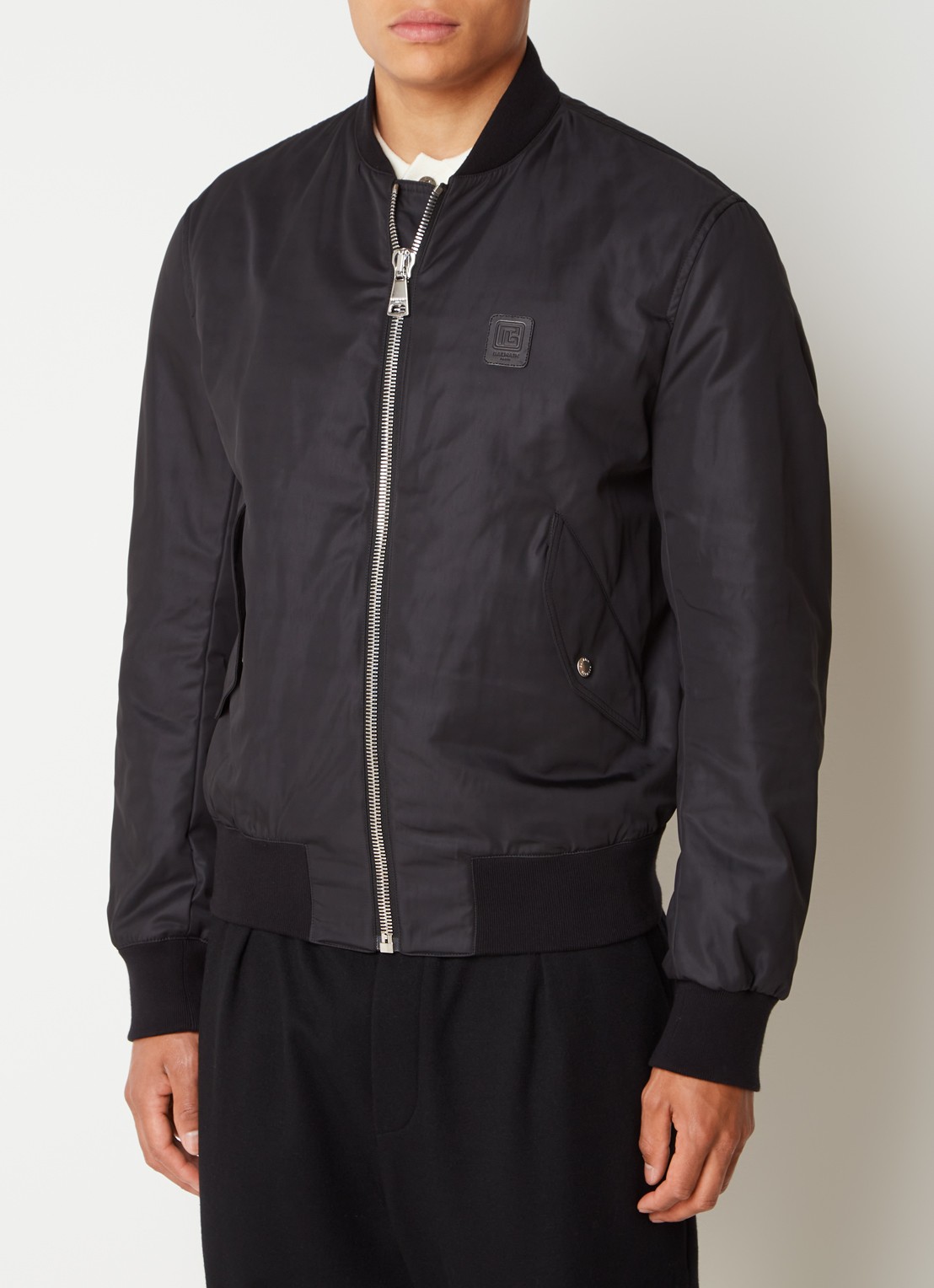 Balmain Bomberjack met logo- en backprint - detail 4 zwart