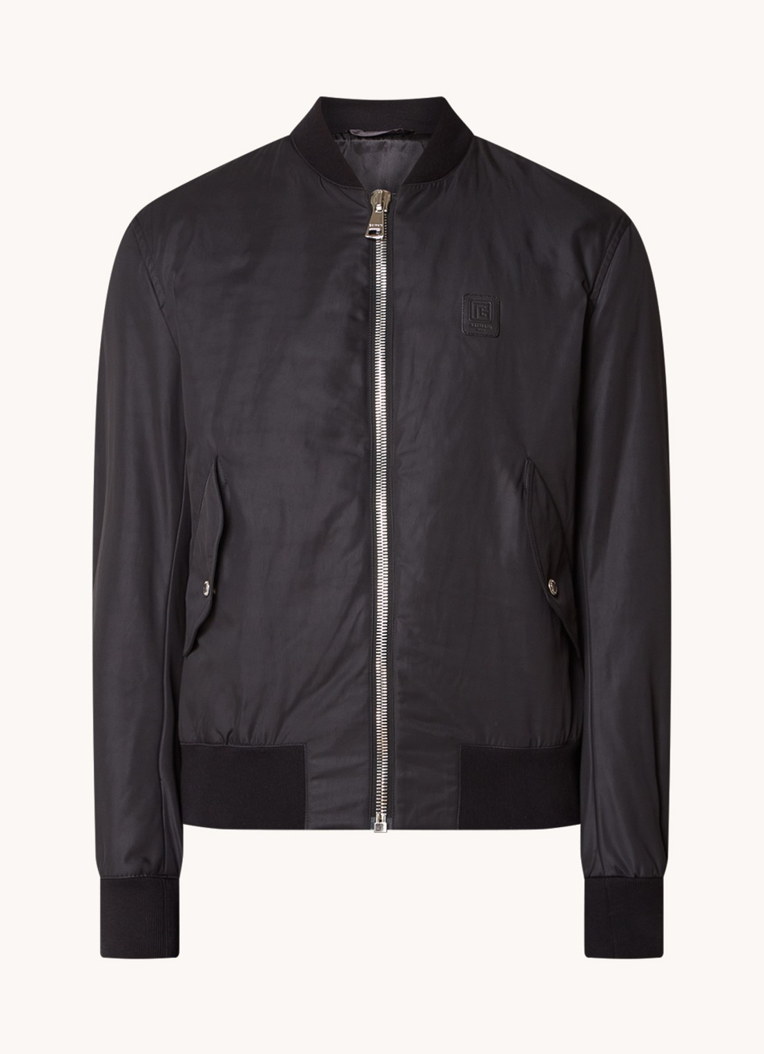 Balmain Bomberjack met logo- en backprint - voorkant 2 zwart