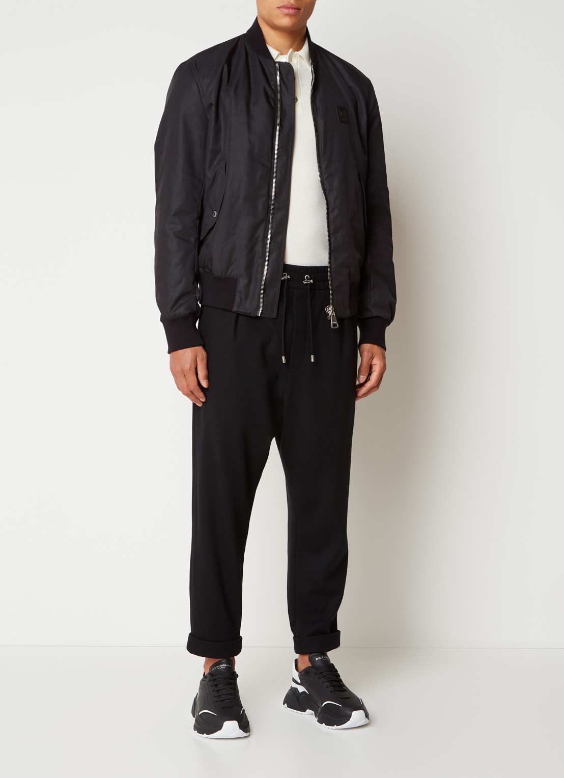 Balmain Bomberjack met logo- en backprint - voorkant 3 zwart