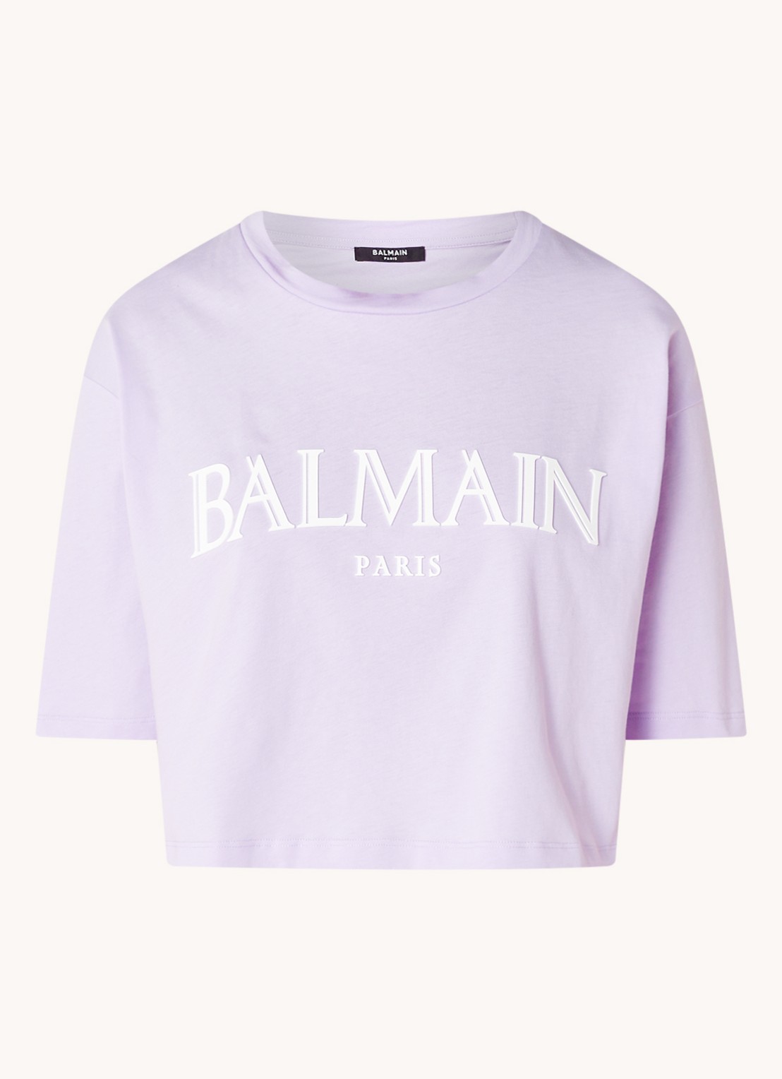 Balmain Crop top met logoprint - voorkant 2 lichtpaars