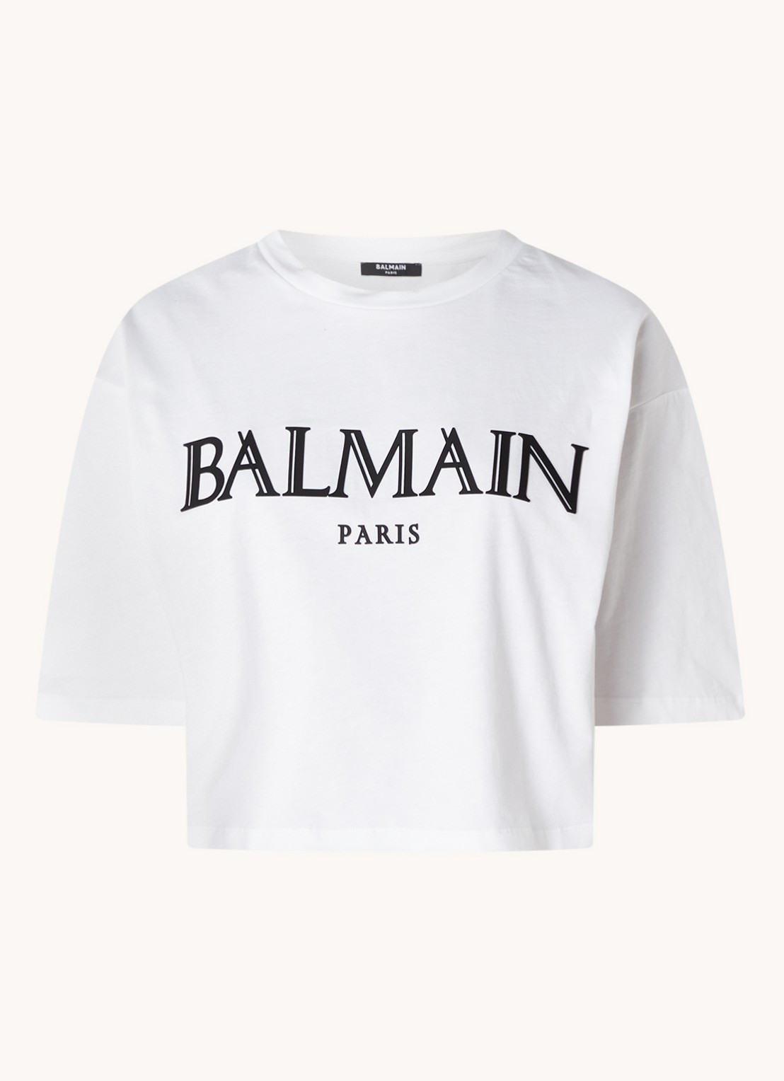 Balmain Crop top met logoprint - voorkant wit