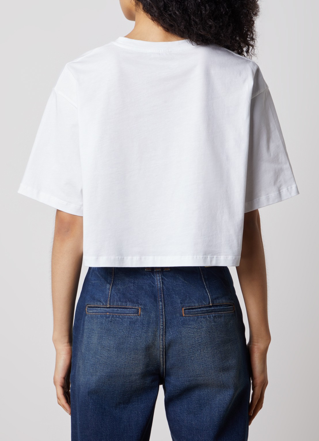 Balmain Cropped T-shirt met logoprint - achterkant 3 wit