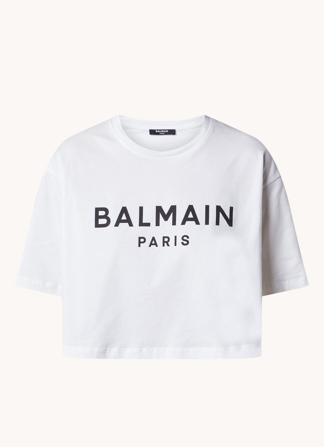 Balmain Cropped T-shirt met logoprint - voorkant 4 wit