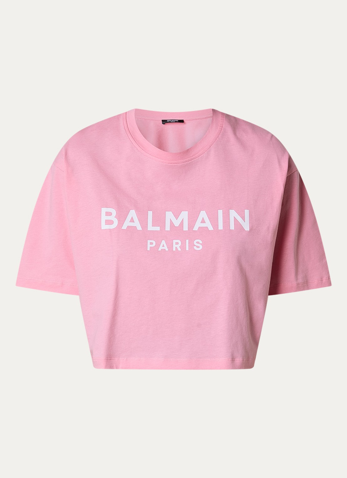 Balmain Cropped T-shirt met logoprint - voorkant 2 roze