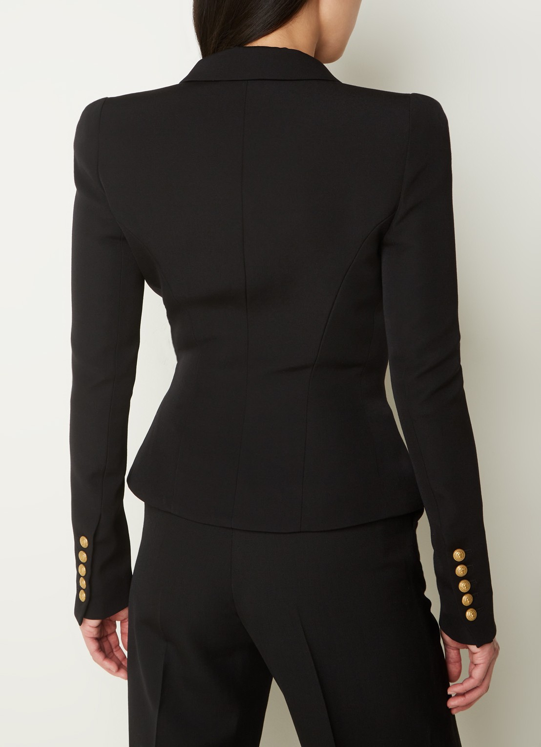 Balmain Double-breasted blazer van scheerwol - achterkant zwart