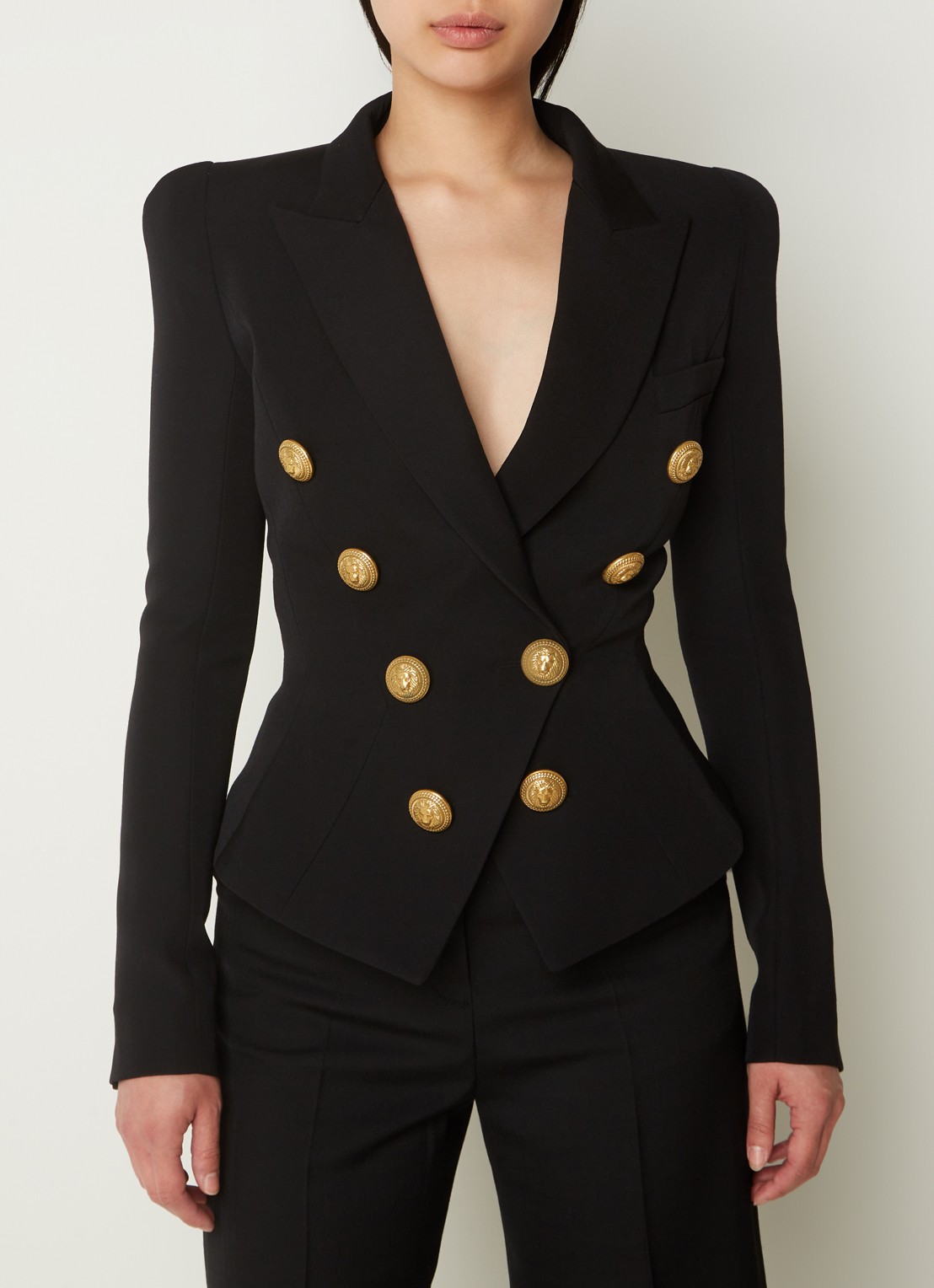 Balmain Double-breasted blazer van scheerwol - detail 4 zwart