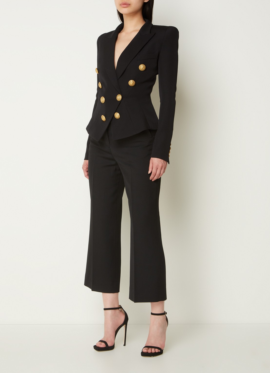 Balmain Double-breasted blazer van scheerwol - voorkant 3 zwart