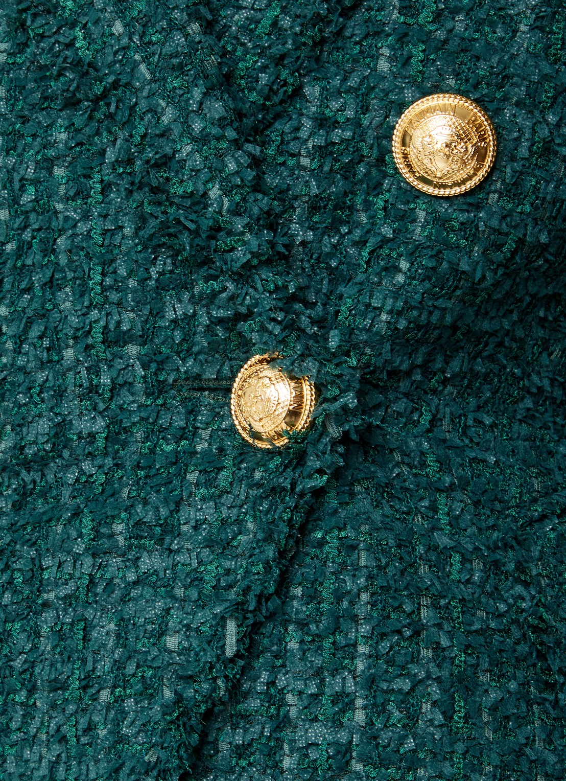 Balmain Double-breasted blazer van tweed en sierknopen - detail 2 bronsgroen