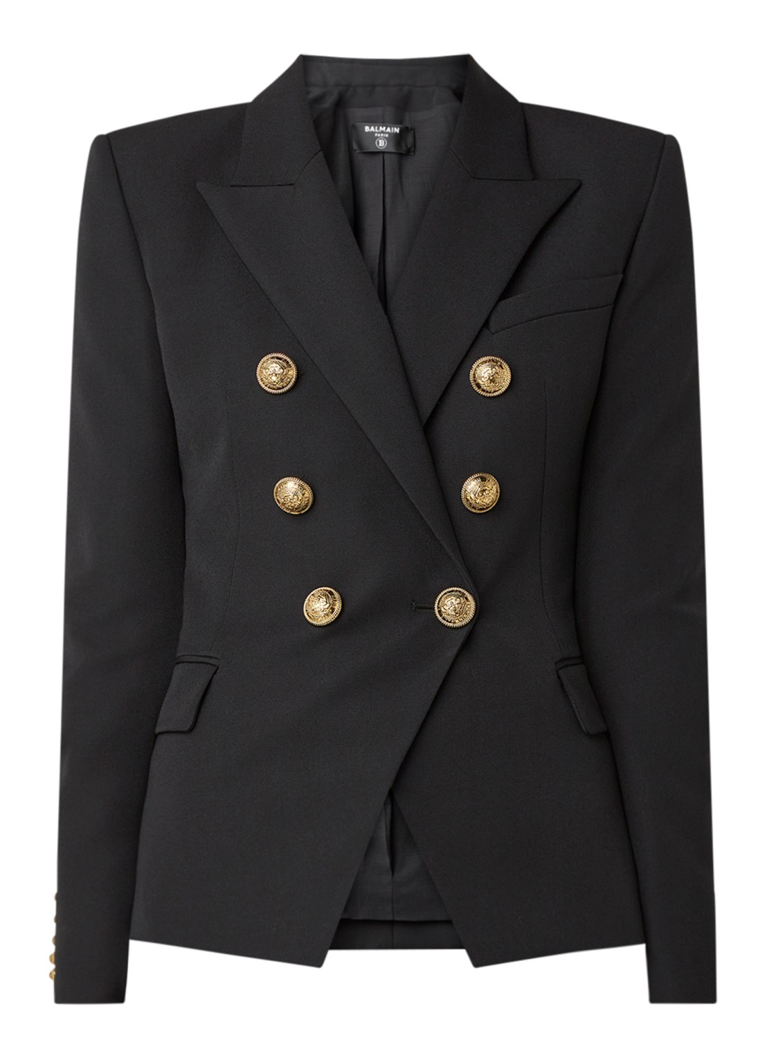 Balmain Double-breasted blazer van wol met sierknopen - voorkant 2 zwart