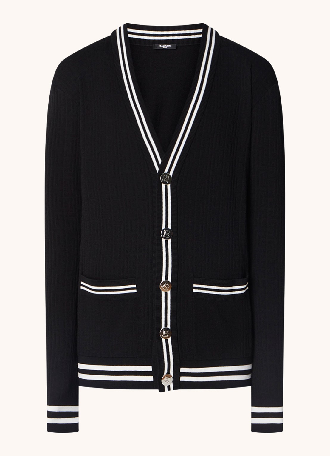 Balmain Fijngebreid vest in wolblend  - voorkant 4 zwart