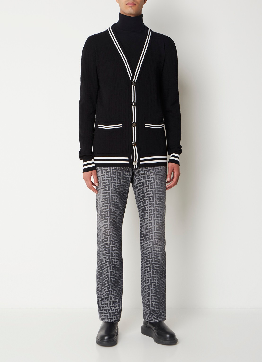 Balmain Fijngebreid vest in wolblend  - voorkant 5 zwart