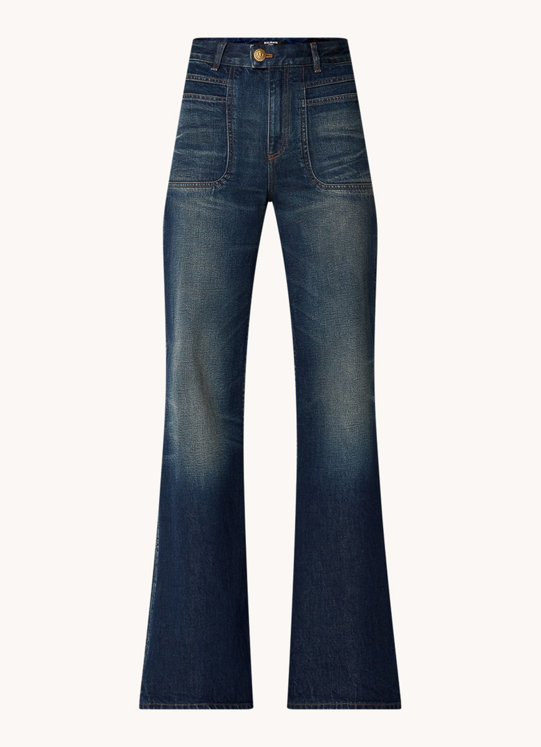 Balmain High waist flared jeans met donkere wassing - voorkant 2 indigo