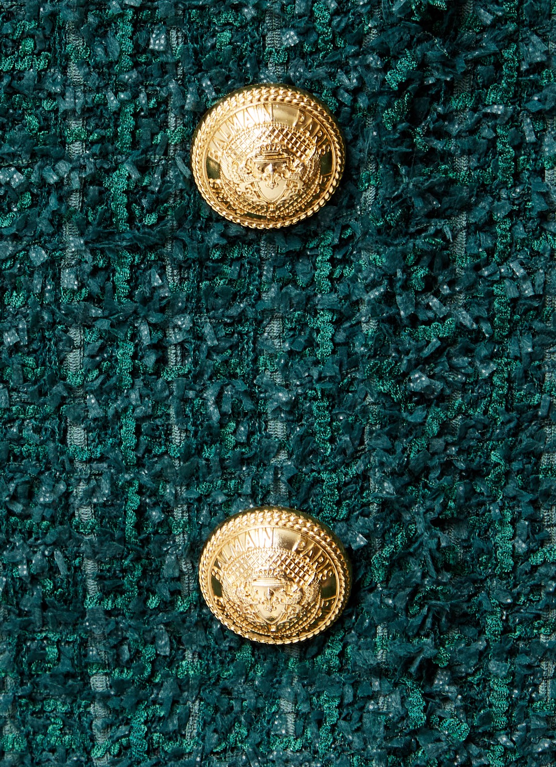 Balmain High waist straight fit korte broek van tweed - detail 3 donkergroen