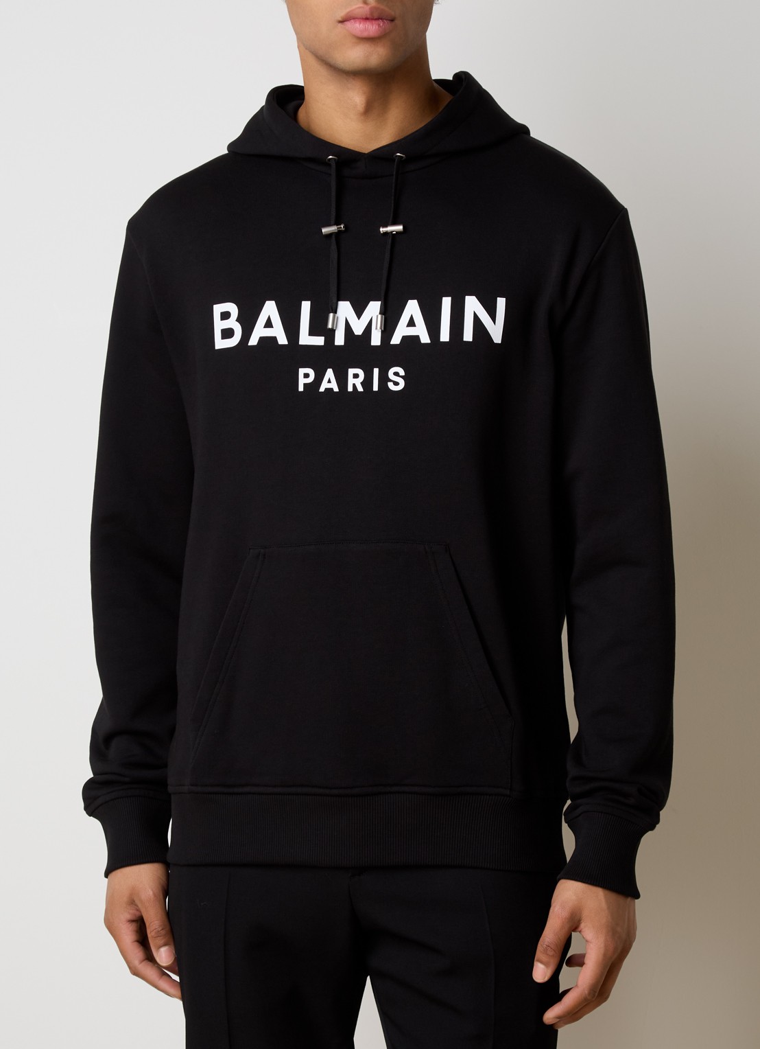 Balmain Hoodie met logoprint - detail zwart