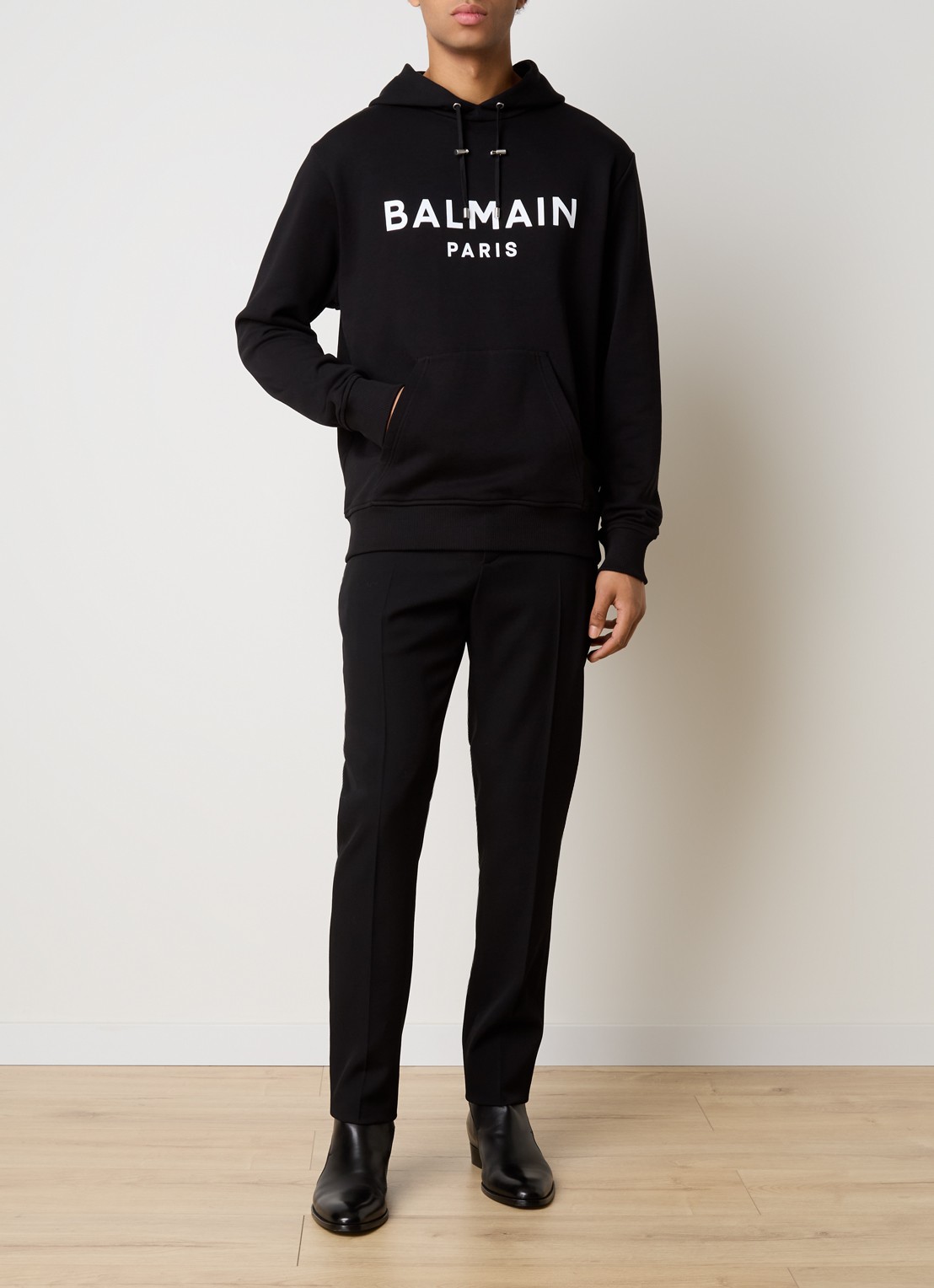 Balmain Hoodie met logoprint - voorkant 5 zwart