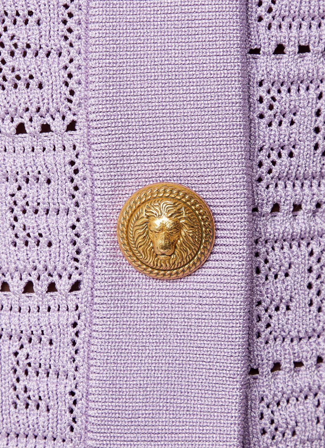Balmain Kabelgebreid cropped vest met opengewerkt dessin - detail 3 lavendel