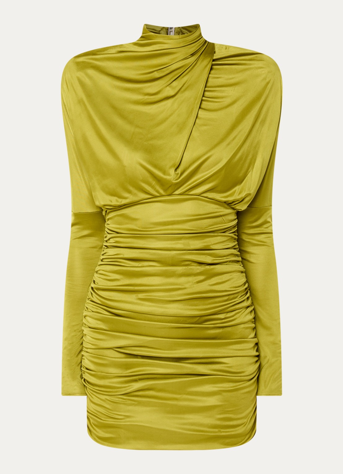 BALMAIN Mini jurk met rugdecolleté - voorkant mosgroen