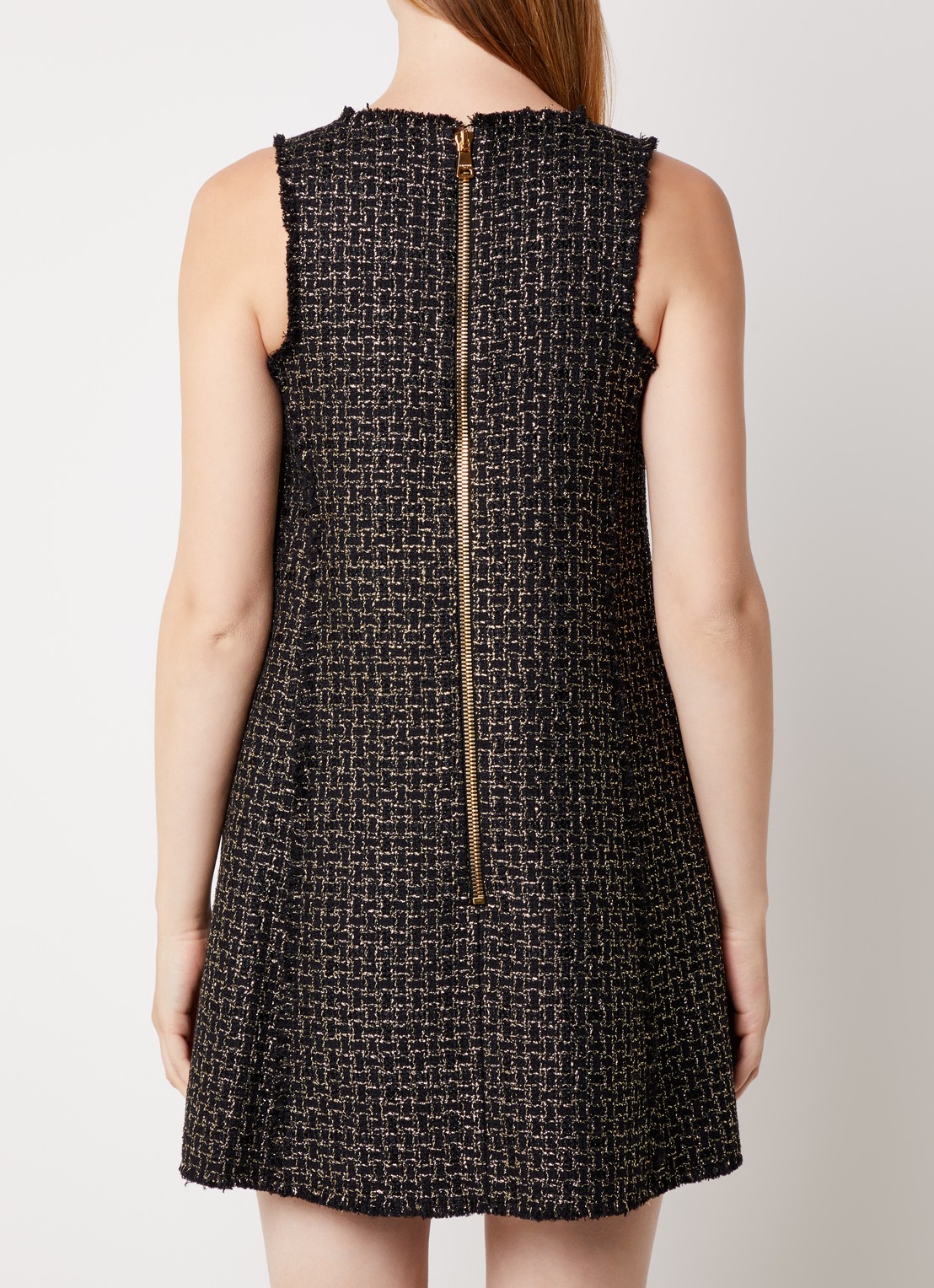 Balmain Mini jurk van tweed met lurex en sierknopen - achterkant 3 zwart