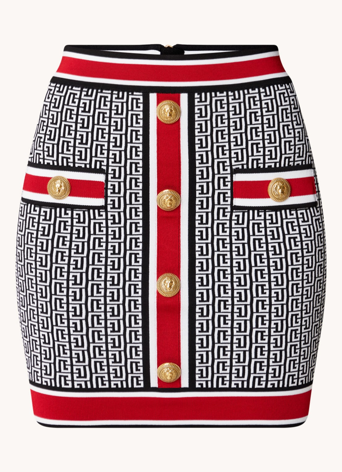 Balmain Minirok met logoprint - voorkant zwart