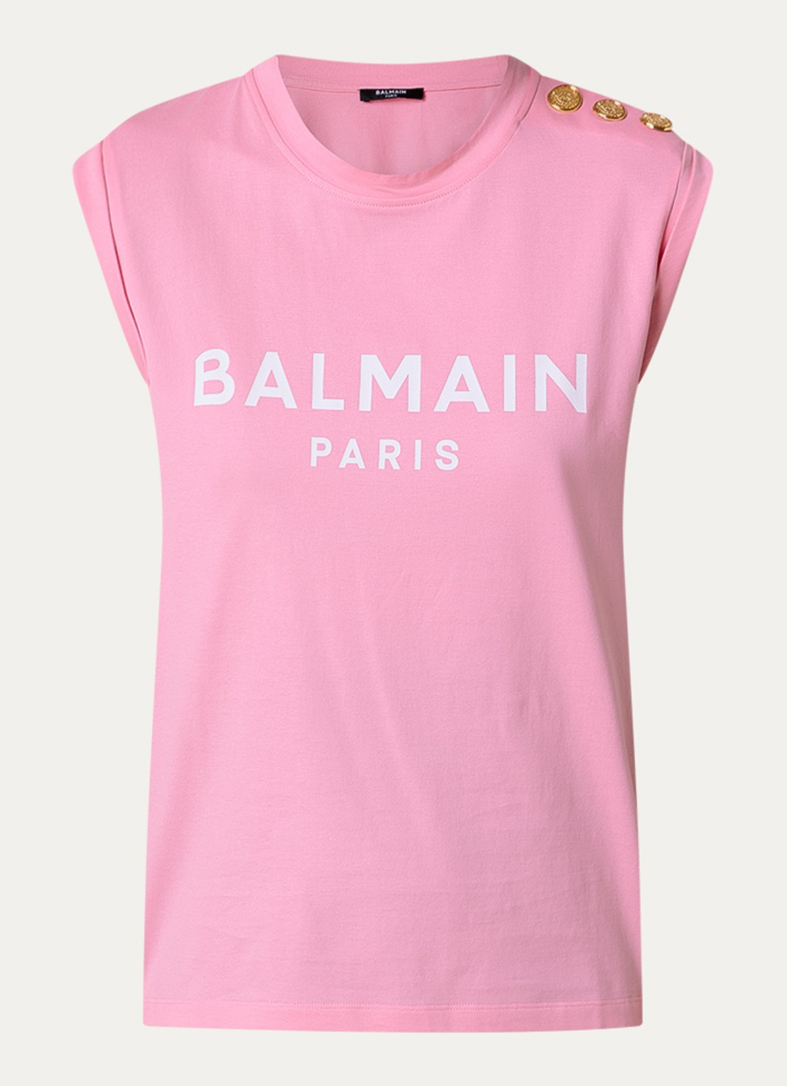 Balmain Mouwloze top met sierknopen en logoprint - voorkant 2 roze