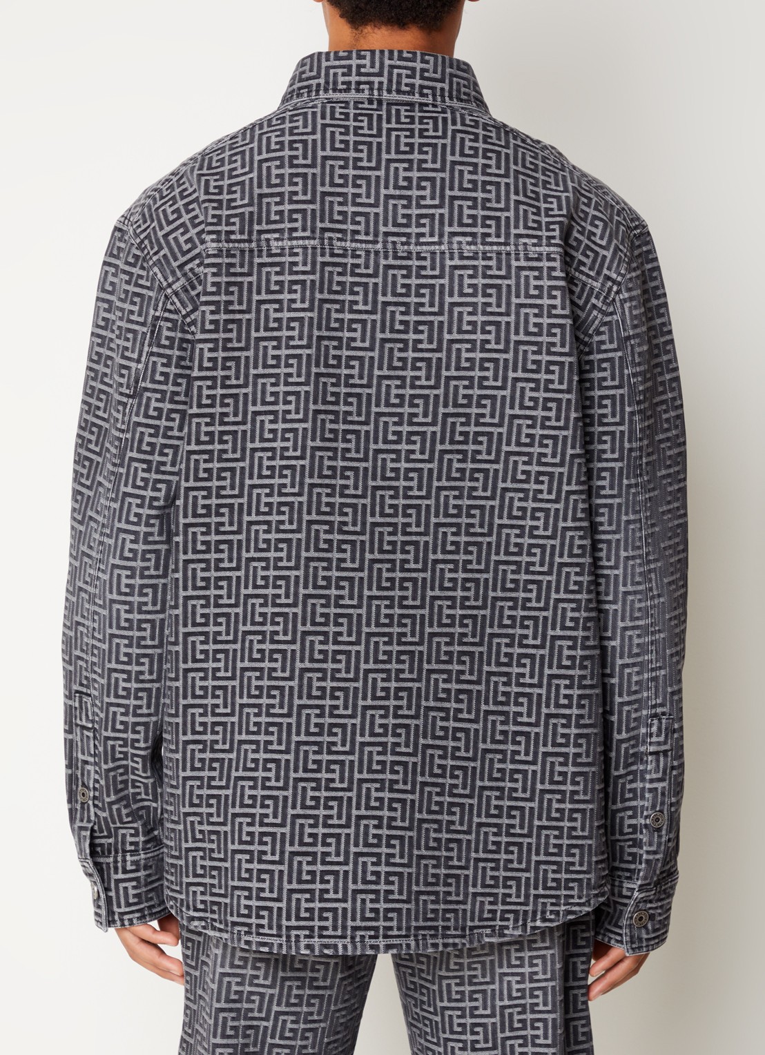 Balmain Regular fit overshirt van denim met logoprint - achterkant 5 zwart