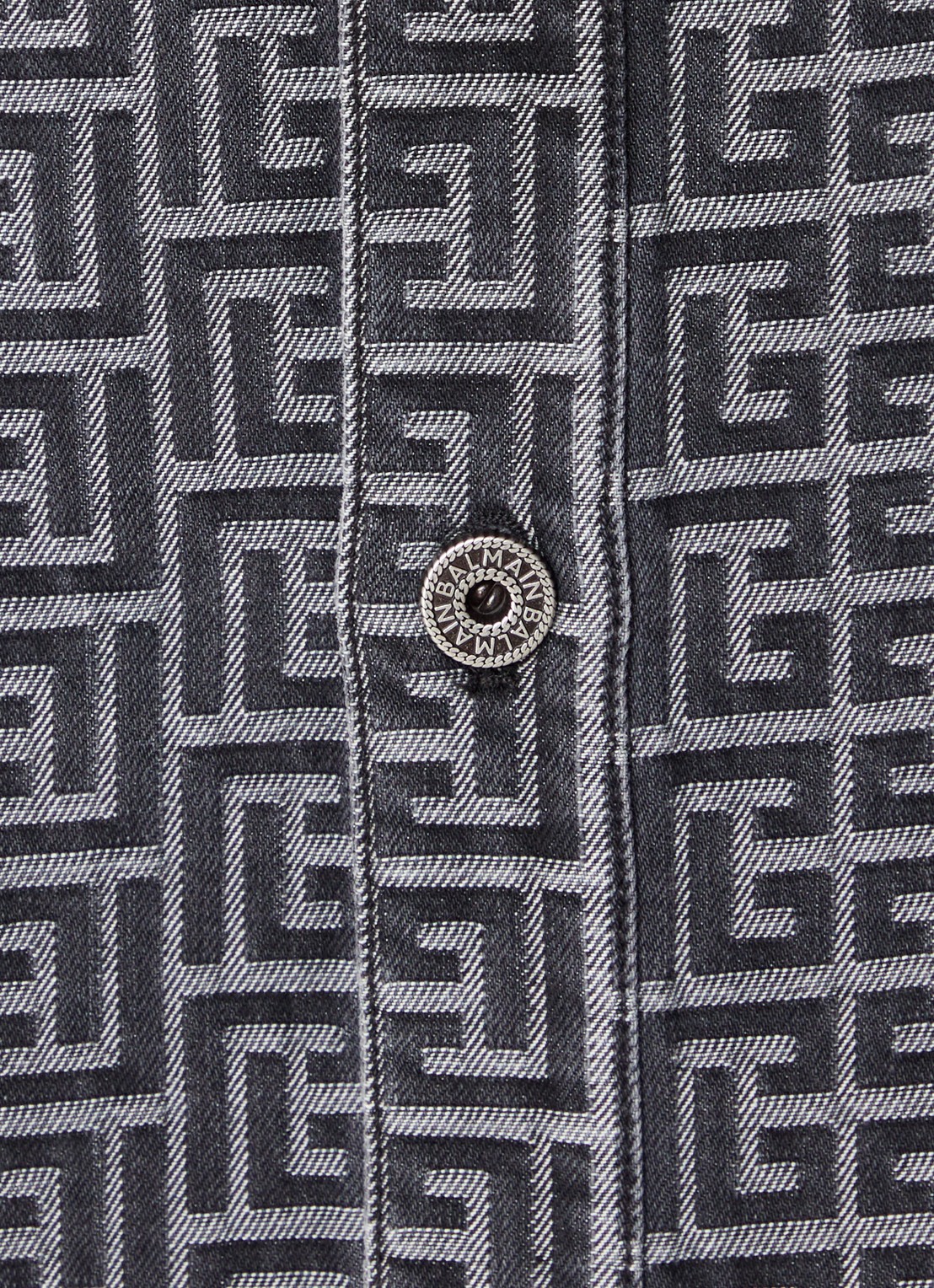Balmain Regular fit overshirt van denim met logoprint - detail 4 zwart