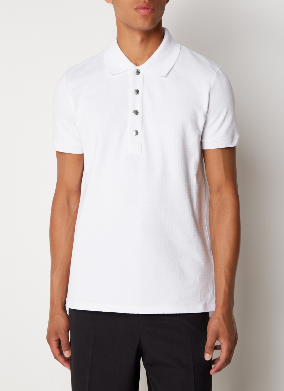 Balmain Regular fit polo van pique katoen met ingebreid logoprint - detail 3 wit