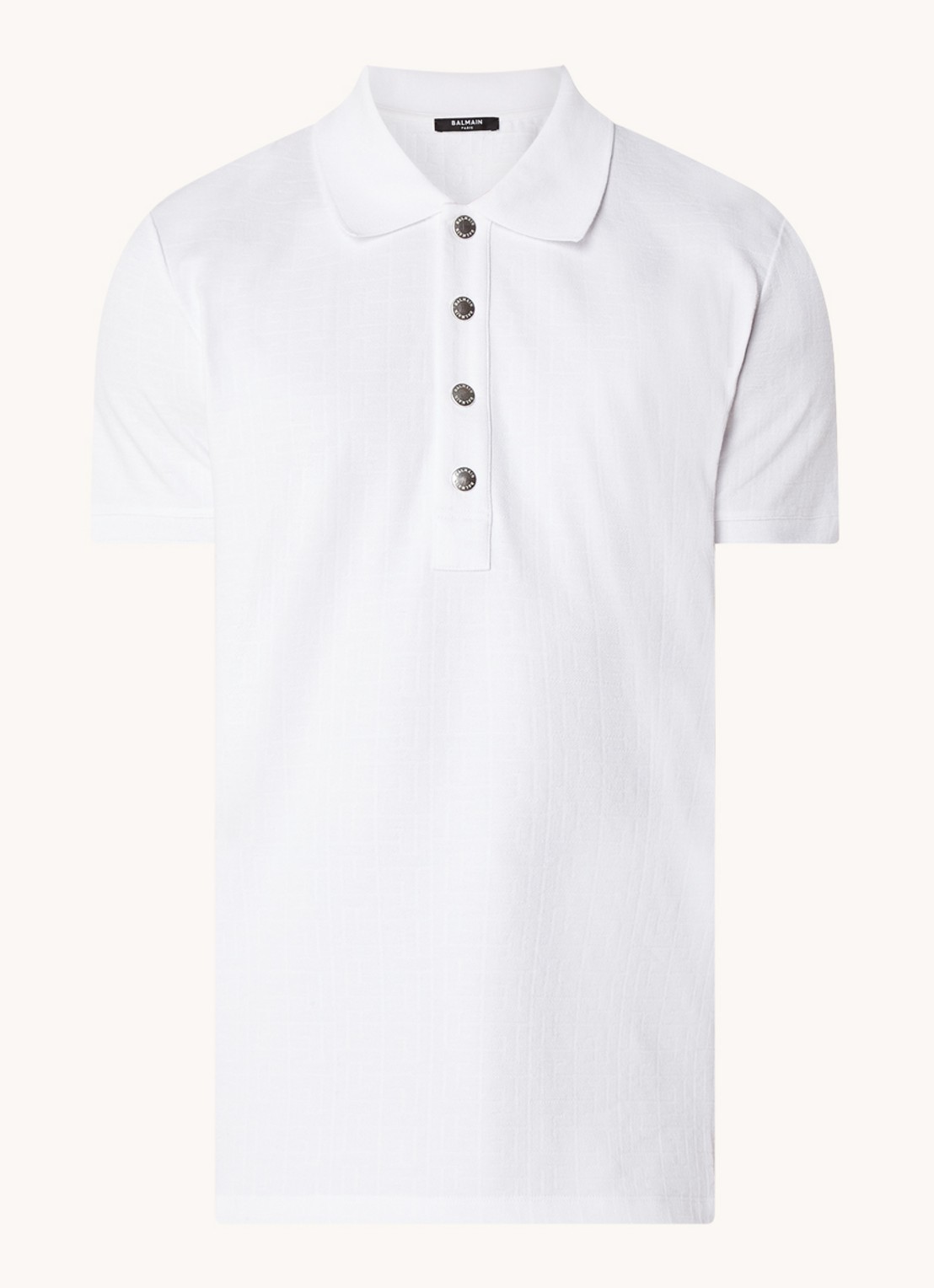 Balmain Regular fit polo van pique katoen met ingebreid logoprint - voorkant wit