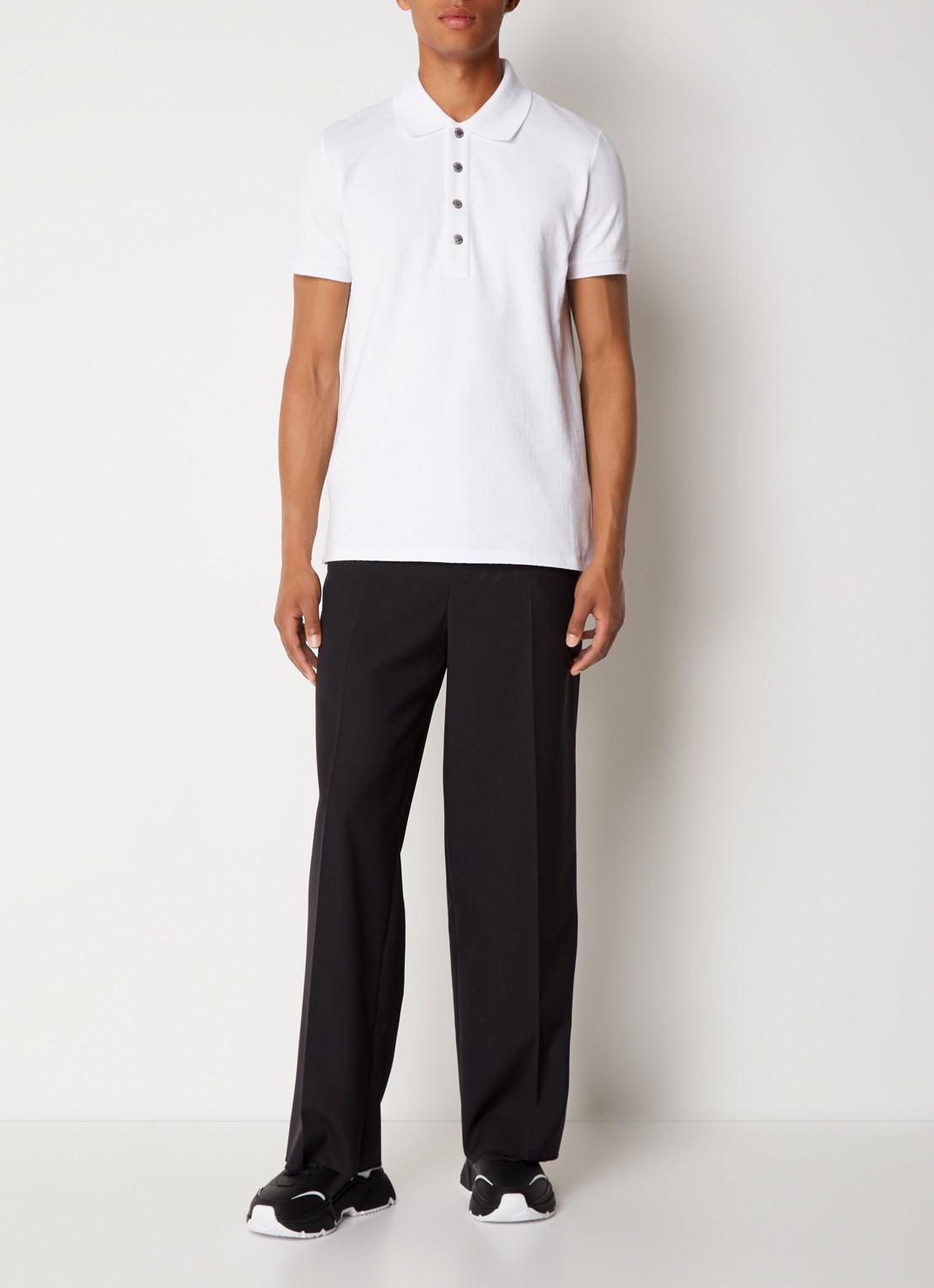 Balmain Regular fit polo van pique katoen met ingebreid logoprint - voorkant 2 wit