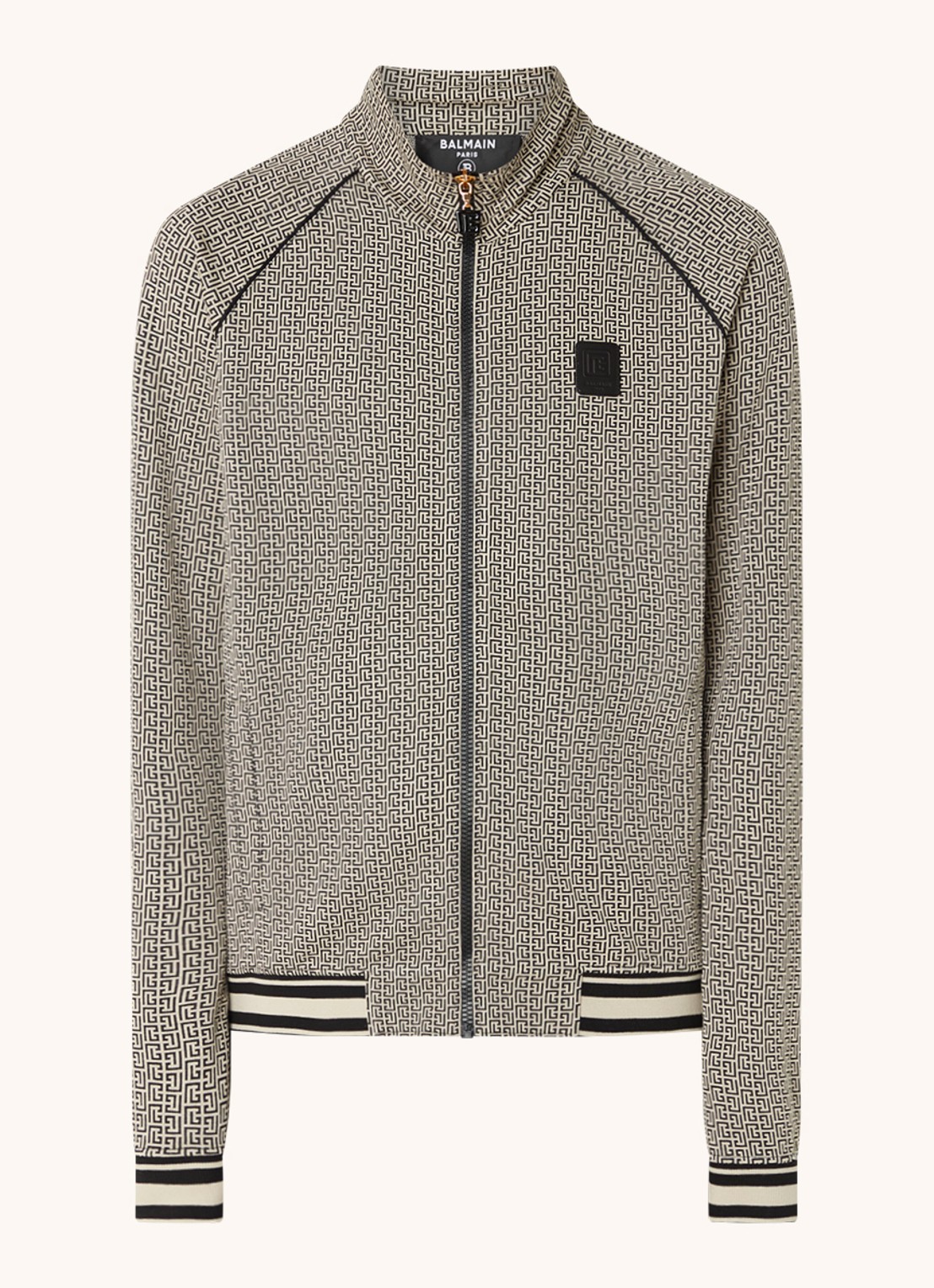 Balmain Sweatvest met logoprint - voorkant 4 donkerbeige