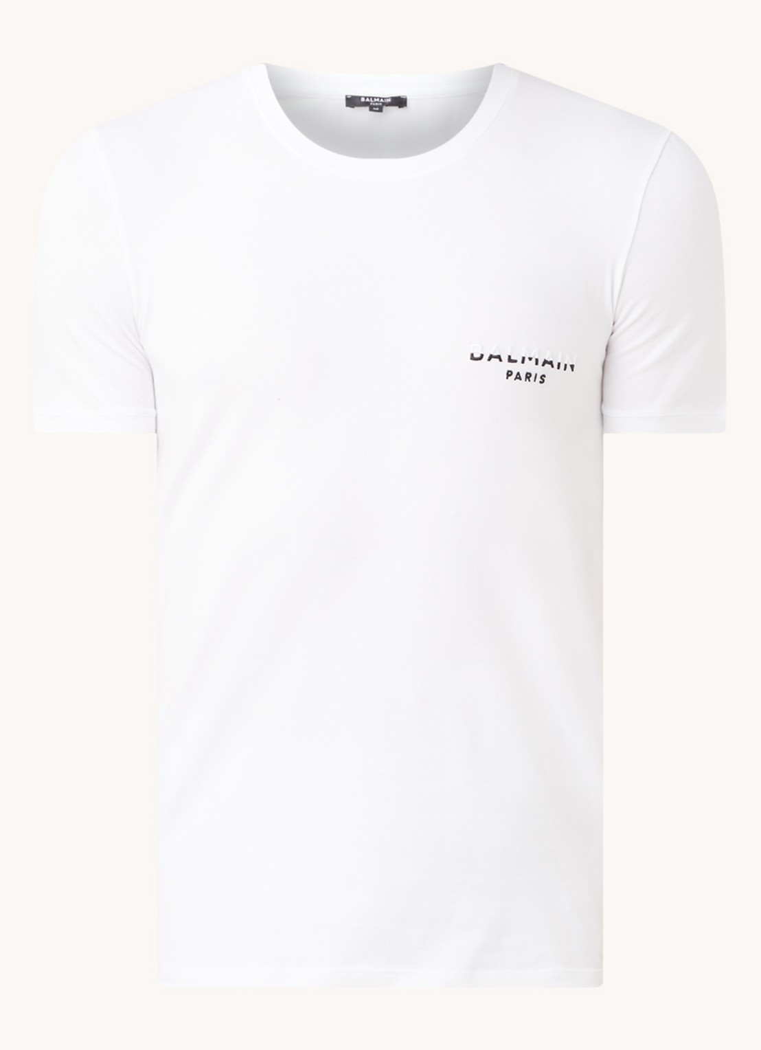 Balmain T-shirt met logoborduring - voorkant 2 wit