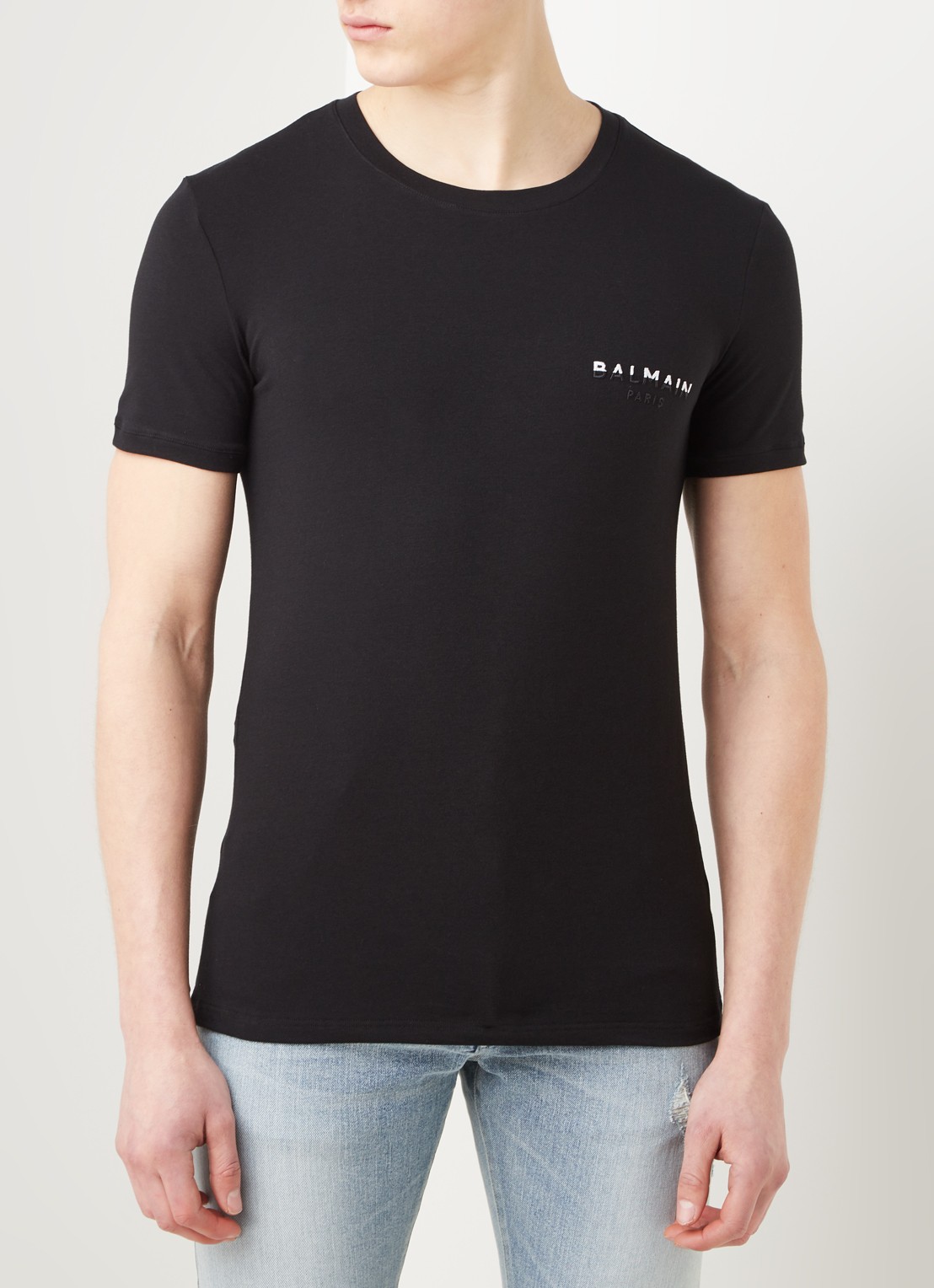 Balmain T-shirt met logoborduring - detail zwart