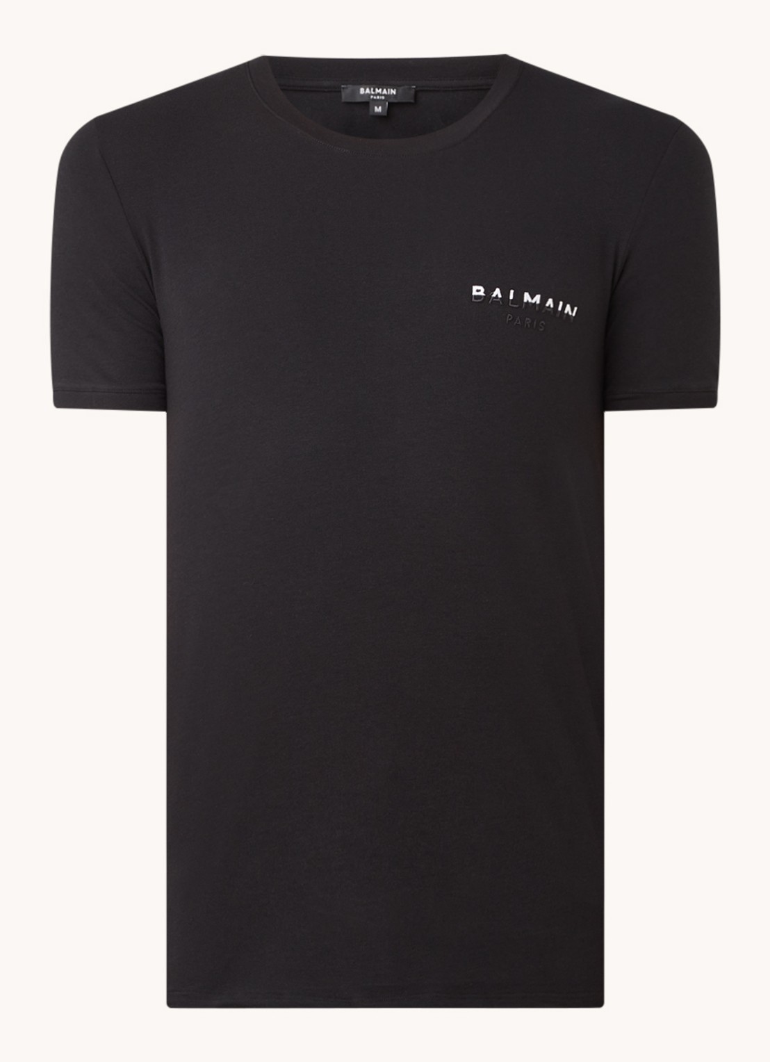Balmain T-shirt met logoborduring - voorkant 2 zwart