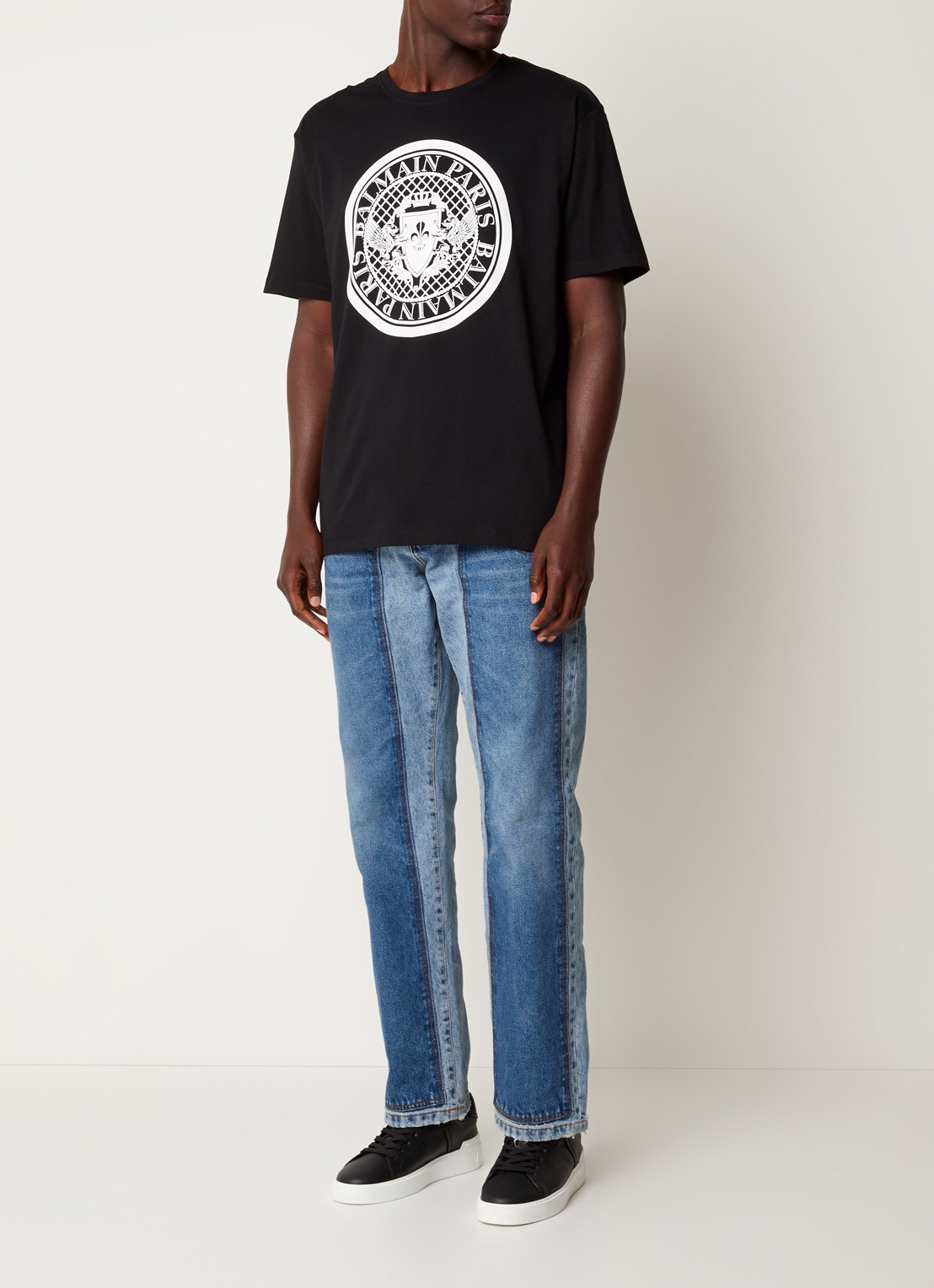 Balmain T-shirt met logoprint - voorkant 3 zwart