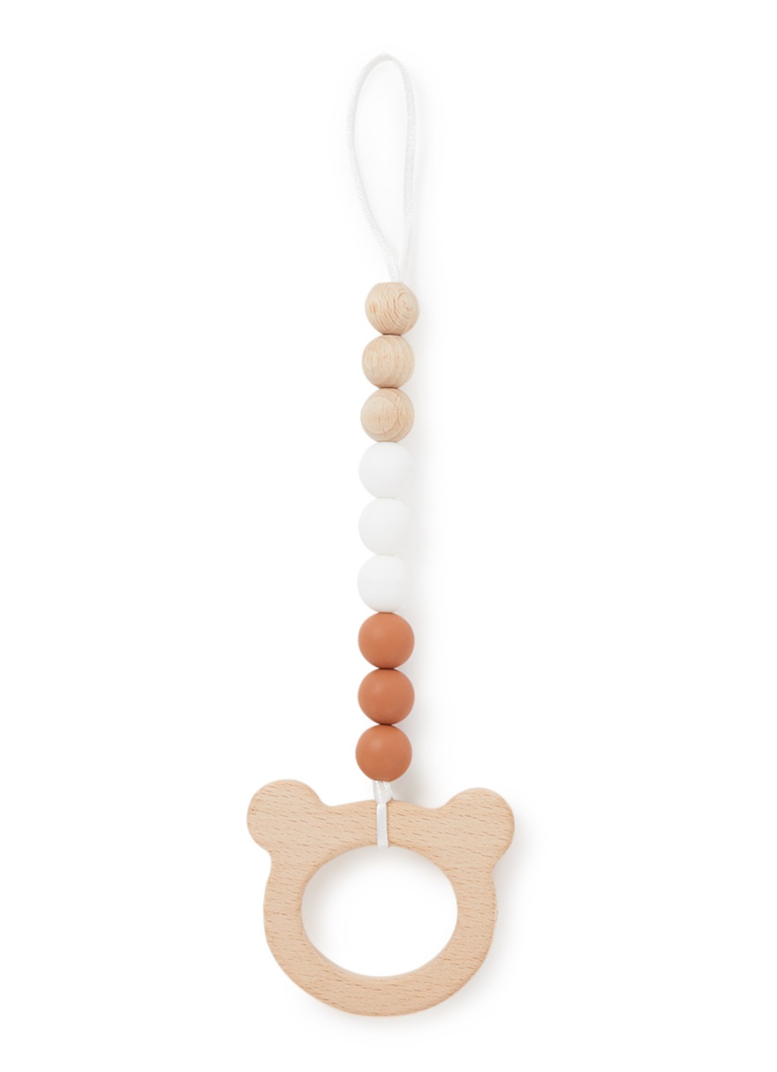 BamBam Bear speenkoord van hout  - voorkant donkerbeige