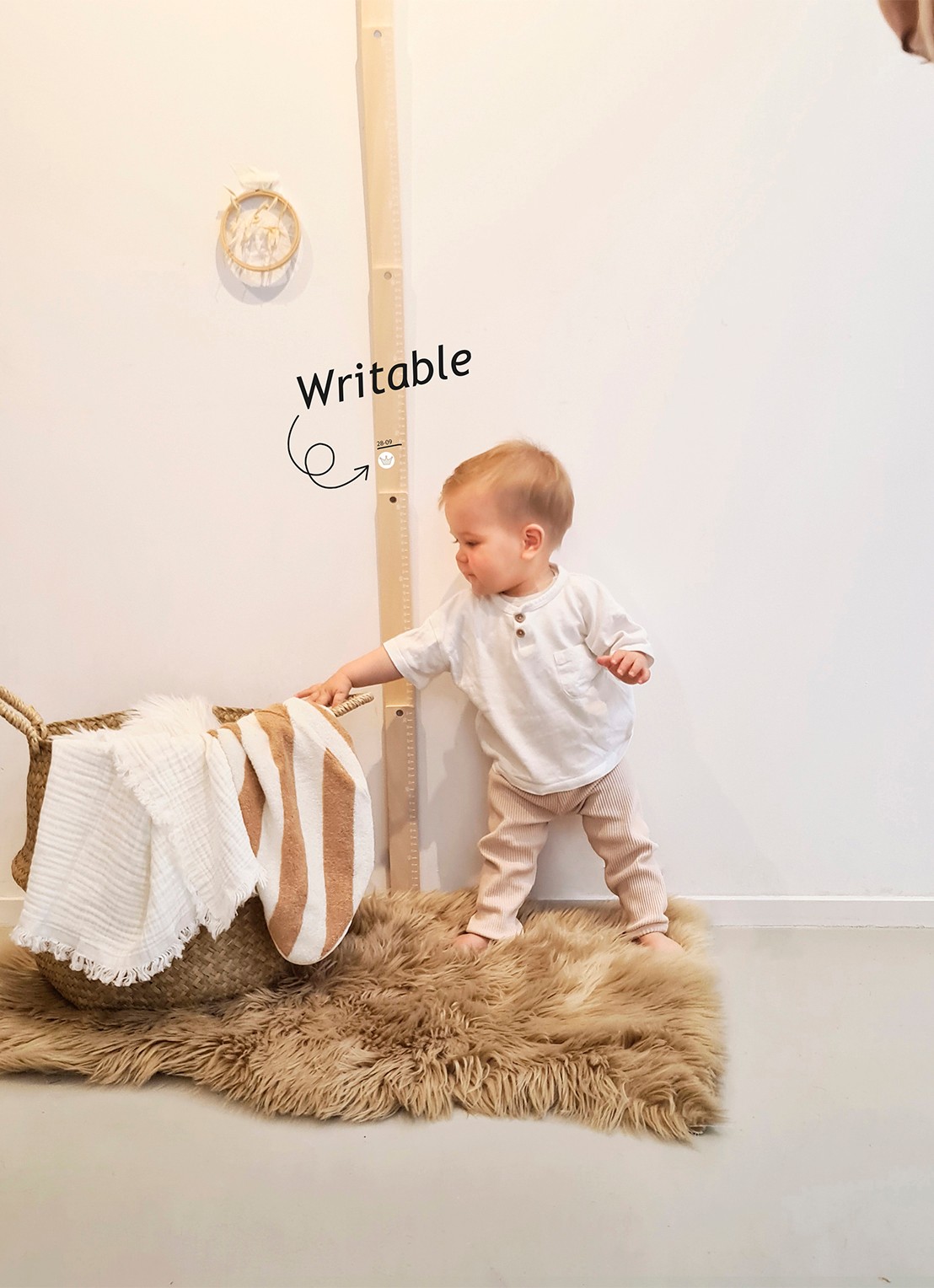BamBam See How I Grow meetlat van hout - voorkant beige