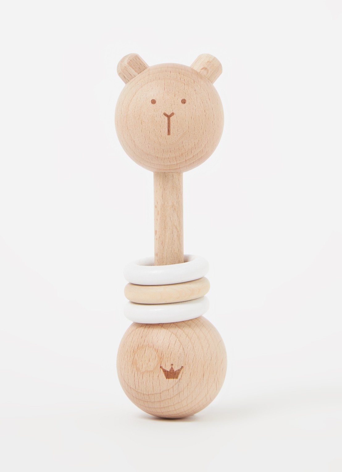 BamBam Wooden Bear rammelaar van hout - voorkant 2 lichtbruin