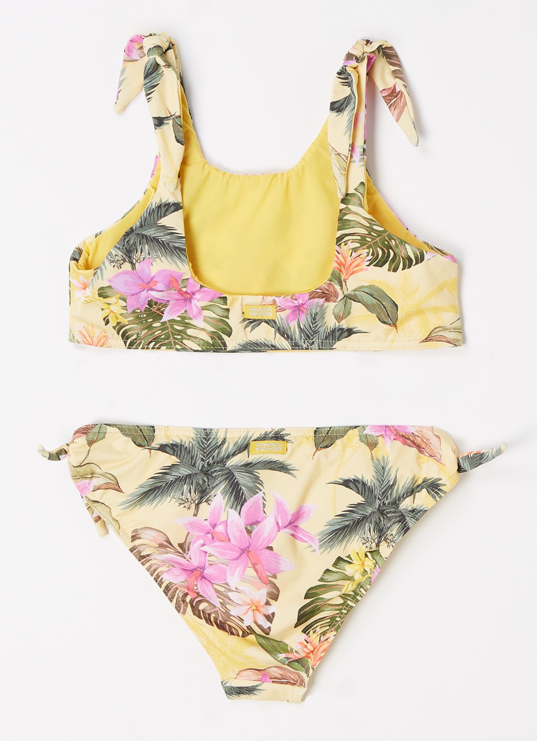 Banana Moon Bikini met bloemenprint en striksluiting - voorkant 2 geel