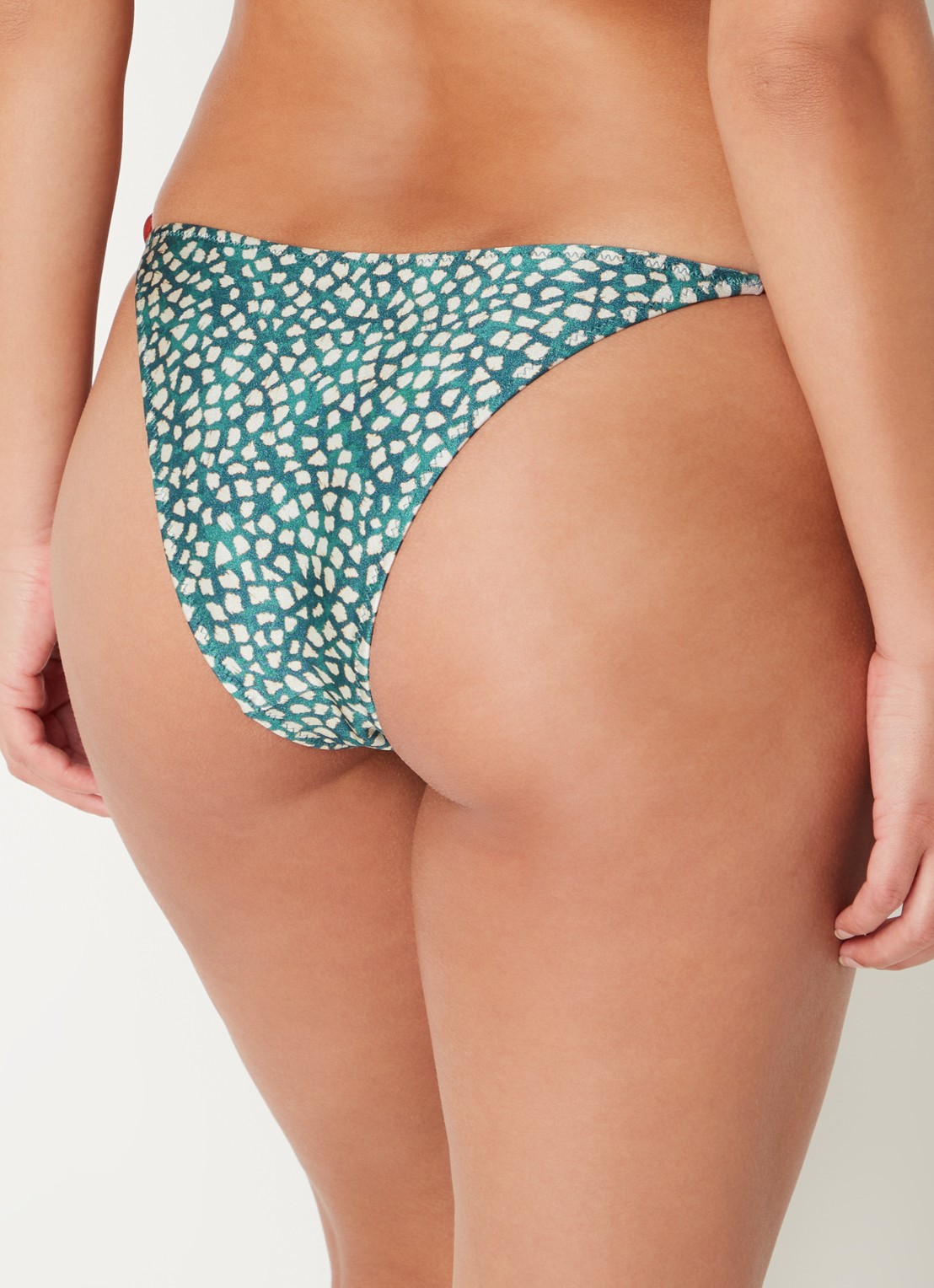 Banana Moon Blika Mymba brazilian bikinislip met borduring en print - achterkant 3 donkergroen